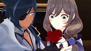 Image result for Kaeya with a Rose in His Mouth