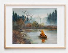 Image result for Fisherman Boat On Lake Wall Art