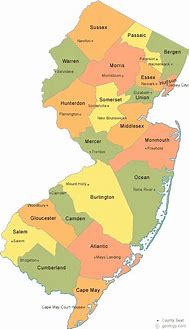 Image result for Counties in New Jersey Map