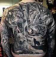 Image result for Wolf Back Tattoo Men