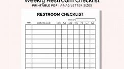 Weekly Bathroom Cleaning Chart With Employee Names Column Printable and Editable PDF, Cleaning Log for Business, Bathroom Checklist, Digital - Etsy