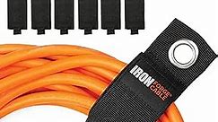 IRON FORGE CABLE Extension Cord Wrap Organizer, 6 Pack of Storage Straps - Large 13.25 Inch Hook and Loop Hanger Wraps for Power Cables, Hoses, Ropes, and More