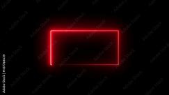 Rectangle frame neon light turn on and turn off motion graphic on transparent background. Lightsaber glowing frame with animation alpha, neon frame colorful rainbow animated neon frame border flashi