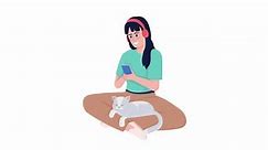 Animated Female Character with Cat