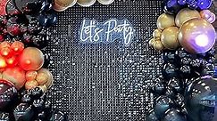 24 Panels Black Shimmer Wall Backdrops, Square Sequins Backdrops with 3D Effect, Large Photo backdrops for Birthday, Graduation, Wedding, Anniversary Party Decoration and Home Decoration