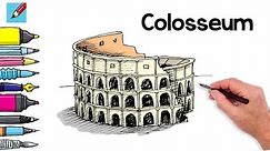 How to draw the Colosseum Real Easy - Step by Step with Easy - Spoken Instructions