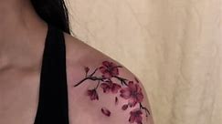 Cherry Blossom Color Tattoo on Upper Arm