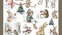 Woodland Bear Clip Art, Watercolor Whimsical Winter Bundle of 30 PNG Transparent Clip Art, Christmas Clip Art Bundle Commercial Use - Etsy UK