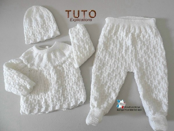 TUTO tricot bébé, tutoriel, Patron layette bb à tricoter pdf