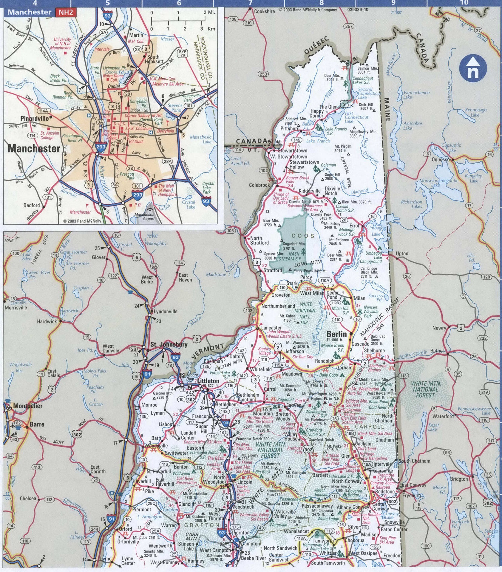 New Hampshire detailed map