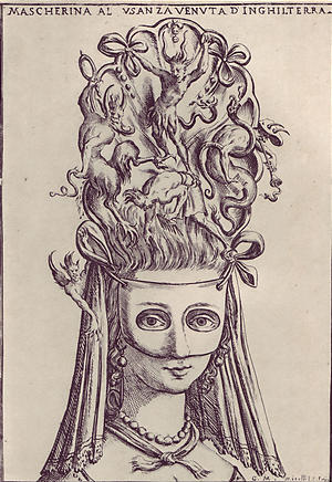 'Mascherina...' etching by Giuseppe Maria Mitelli, 1692.