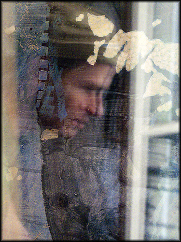 Matt reflecting in Marcus' window in Paris