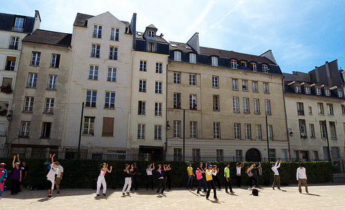 Michael Jackson flash mob practice, Paris, July 26, 20009