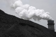 A spewing stack of a coking factory is seen in Huaibei