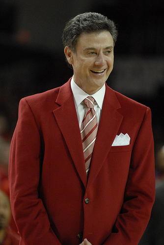 Rick Pitino in his red suit