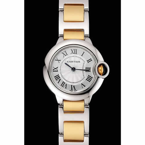 Cartier Ballon Bleu 30mm White Dial Stainless Steel Case Two Tone Bracelet