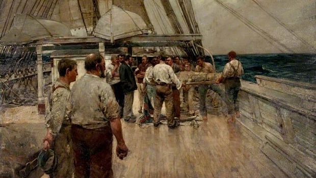 the burial at sea by frank brangwyn, glasgow museums, 1890