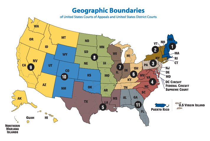 U.S. Federal Court Circuit Map