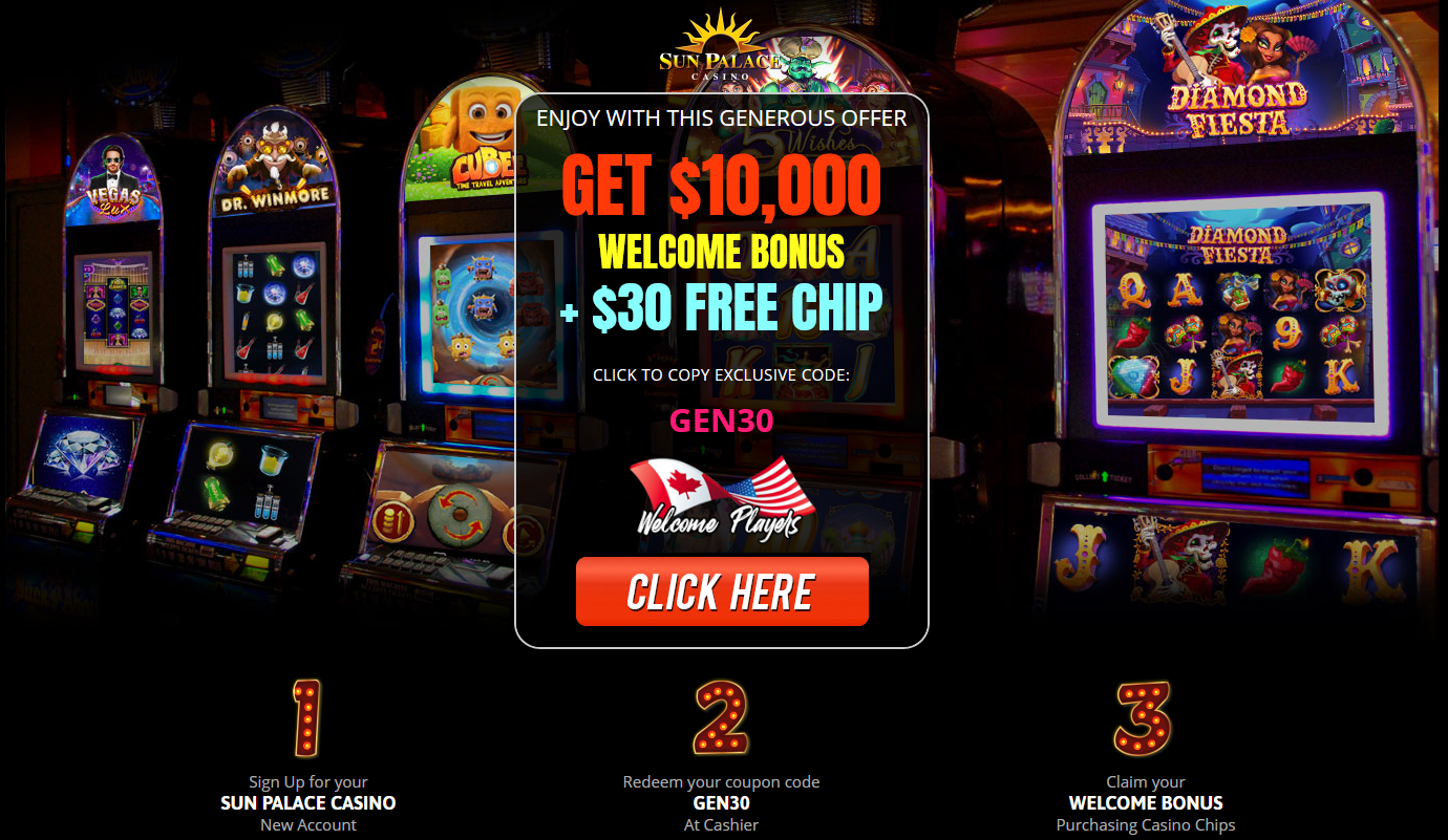 GET
                                $10,000 WELCOME BONUS + $30 FREE CHIP