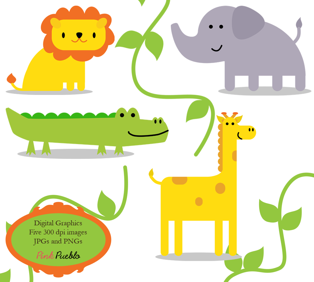 Jungle Animals Clipart - Print Candee