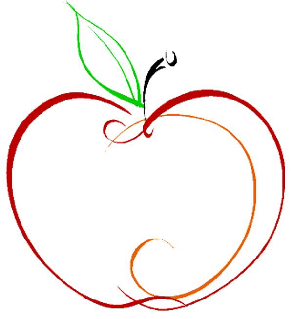 Red apple outline clipart