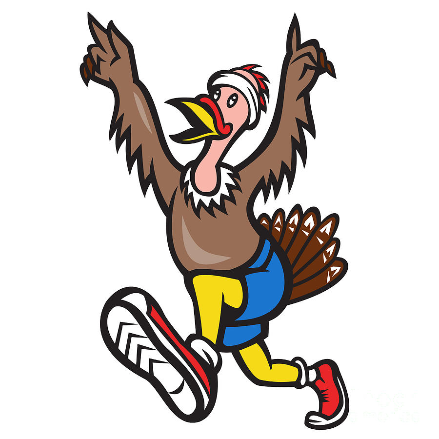 Turkey Run Runner Cartoon Isolated Digital Art by Aloysius ...