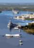 Uss Carl Vinson (cvn 70) Pulls Past The Arizona Memorial And The Battleship Uss Missouri (bb 63) As She Enters Pearl Harbor Clip Art