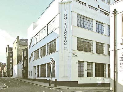 The site of the old Lachenal premises at 4-6, and 8, Northington Street,
formerly Little James Street; numbers 4 and 6 were evidently redeveloped in the 1930s.