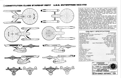 U.S.S. Enterprise NCC-1701 - Constitution Class Starship Refit Blueprints