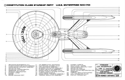 U.S.S. Enterprise NCC-1701 - Constitution Class Starship Refit Blueprints