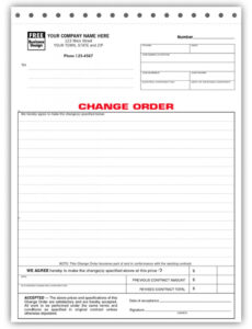 Free Editable Contractor Change Order Form Template Doc Sample