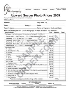 Free Editable Sports Photography Order Form Template  Sample