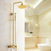 Antique Gold Exposed Brass Wall Mount Shower Faucet