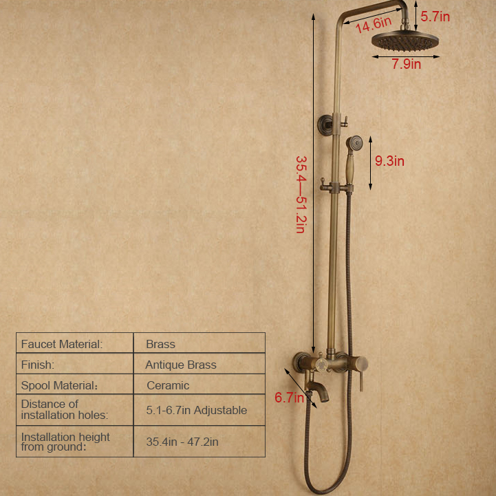 Antique Brass Elevating Automatic Back Outdoor Shower Faucet