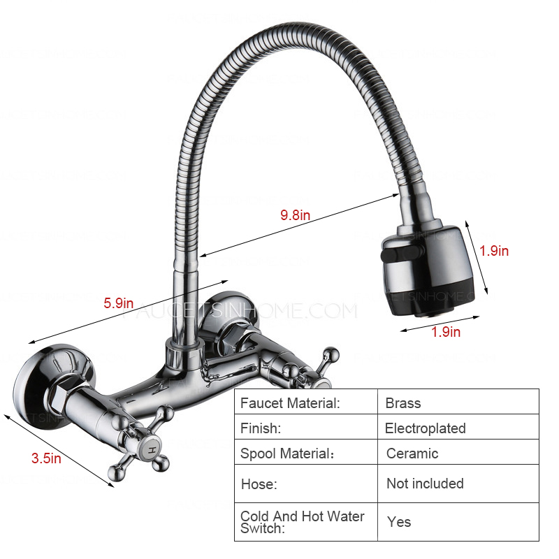 Old Full Rotatable Wall Mounted Kitchen Sink Faucet