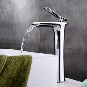 ‌Cybelte High End Copper Tall Vessel Waterfall Bathroom Sink Faucet