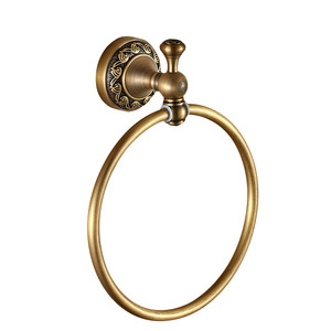 American Style Carved Antique Brass Towel Rings For Bathroom