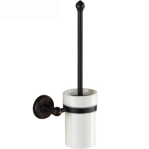 Classical Black Wall Mounted White Ceramic Toilet Brush Holder