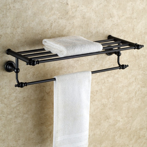 Hanging Black Oil Rubbed Bronze Towel Shelves For Bathroom