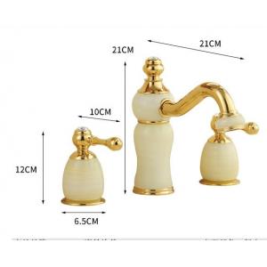 Luxury Polished Brass Jade Three Hole Bathroom Sink Faucets