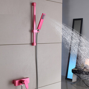 Modern Pink Painting Tub Faucets With Hand Shower