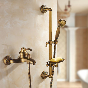 Discount Antique Brass Exposed Tub And Shower Faucets System