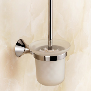 Modern Metal Glass Toilet Brush Holder Bathroom Accessory