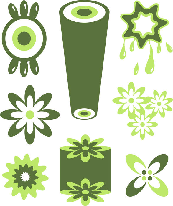 <p>Green retro icon shapes.</p>
