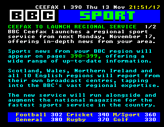 Regional Ceefax Sport 1