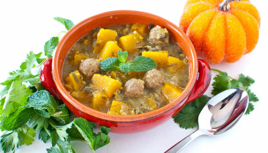 Asheh Kadoo Tambal ba Sabzi ~ Persian Pumpkin Soup with Herbs