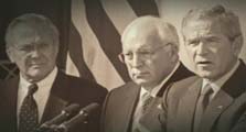 photograph of donald rumsfeld, vice president richard cheney and president george w. bush