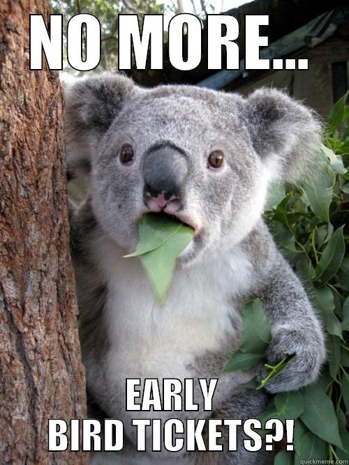 NO MORE TICKETS? - NO MORE... EARLY BIRD TICKETS?! koala bear