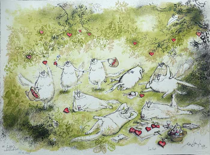 Ronald
                      Searle Lithograph - Love Feast