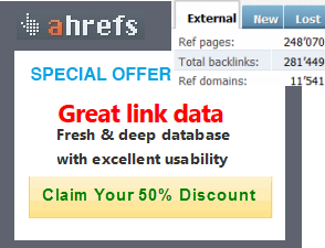 50% ahrefs discount.